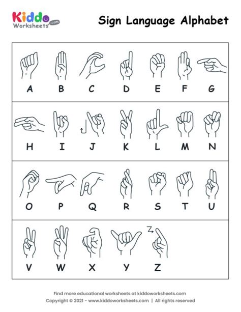 Free Printable sign language alphabet Worksheet - kiddoworksheets ...