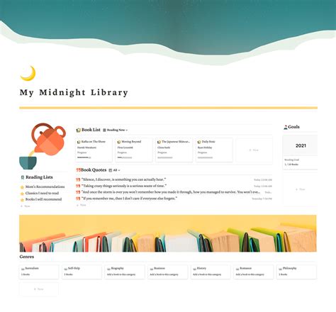 FREE Midnight Library Notion Book Tracker Template! - Theresa Dinh