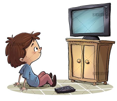 Boy sitting watching television - Dibustock, Ilustraciones infantiles ...