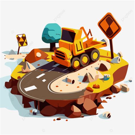 Road Construction Vector, Sticker Clipart Constructions Scene Icon ...