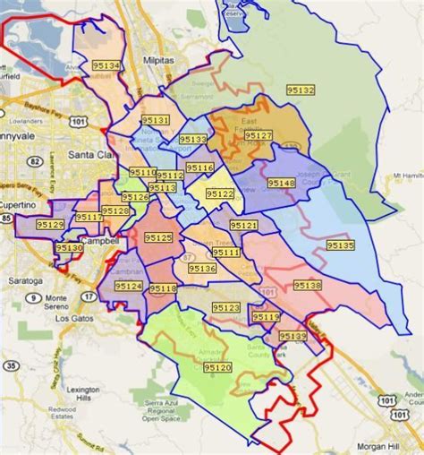 North San Jose Zip Code Map