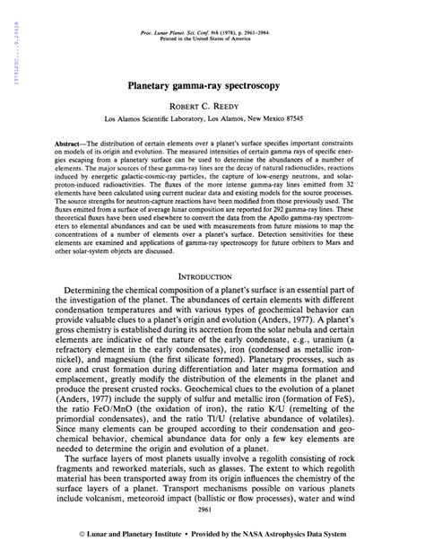 (PDF) Planetary gamma-ray spectroscopy