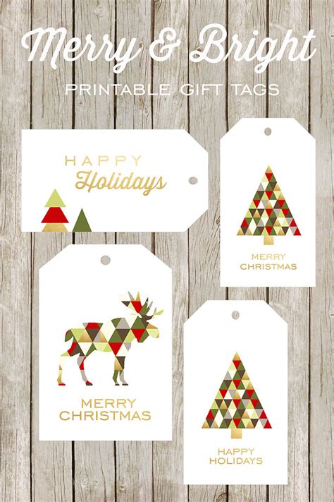 Merry and Bright Printable Gift Tags