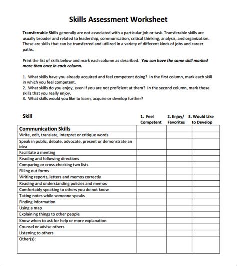 FREE 7+ Sample Skills Assessment Templates in PDF | MS Word | Excel