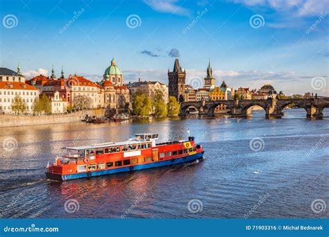 Prague, Czech Republic. Charles Bridge, Boat Cruise on Vltava River ...