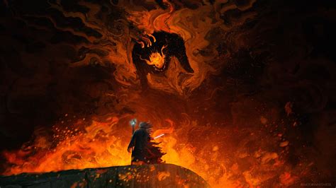 1452x1412 Balrog vs Gandalf Lord Of The Rings 1452x1412 Resolution ...