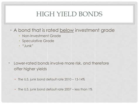 PPT - High Yield Bonds ( Junk Bonds) and Their History PowerPoint ...