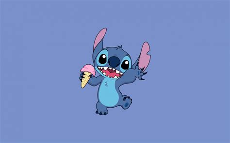 Stitch Wallpaper 4K, Disney, Cartoon, Blue background