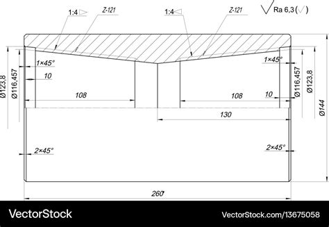 Shaft sketch engineering drawing Royalty Free Vector Image