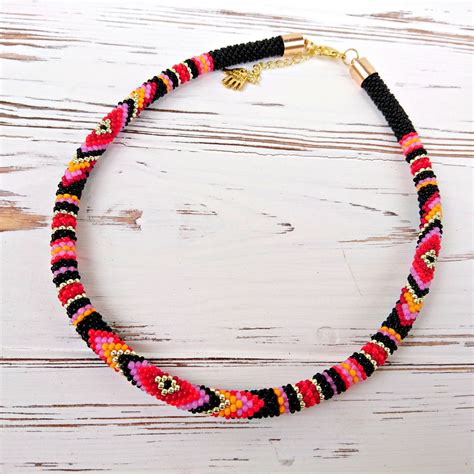 Black seed bead choker necklace, Native American inspired beaded ...