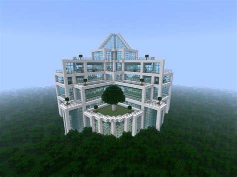 Minecraft massive Quartz and glass building in the middle of a jungle ...