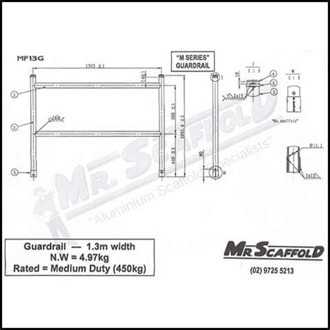 Aluminium Scaffolding Guard Rail Single Width | Mr Scaffold