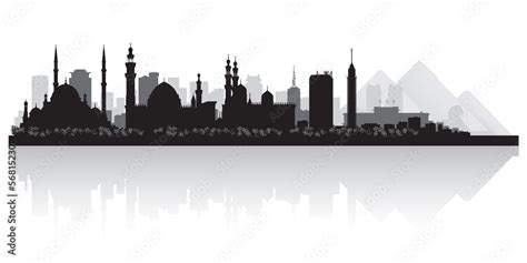 Cairo Egypt city skyline vector silhouette Stock Vector | Adobe Stock