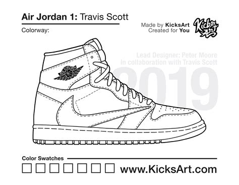 Air Jordan 1 Coloring Pages Sneaker Coloring Pages: Created by KicksArt