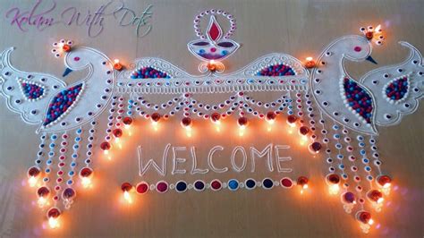 Beautiful Welcome Rangoli Designs with Colours For Festivals ...