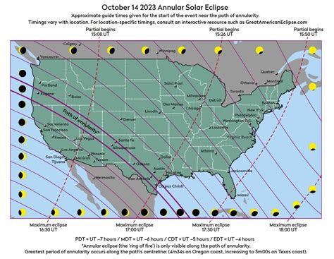 October eclipse map for the this weekend's annular solar eclipse