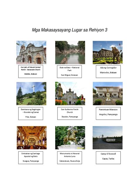 Makasaysayang Lugar Sa Rehiyon3 | PDF