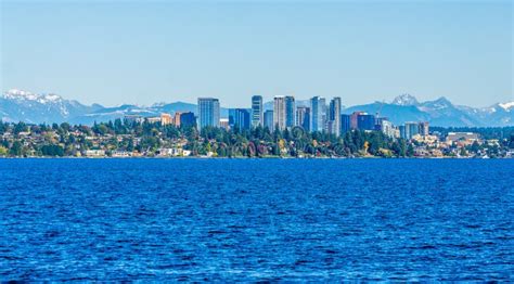 Bellevue WA Skyline after Sunset Stock Photo - Image of scenic ...