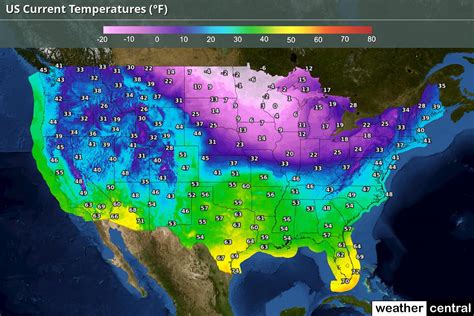 US Current Temperatures Map