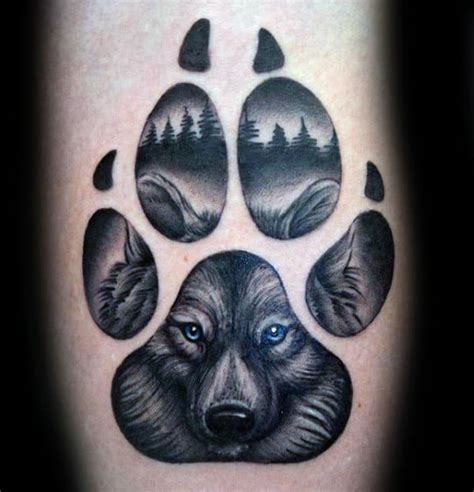 Grey Wolf Paw Print Tattoo