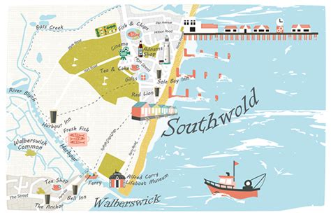 Illustrated Map of Southwold & Walberswick - Bek Cruddace | Illustrated ...