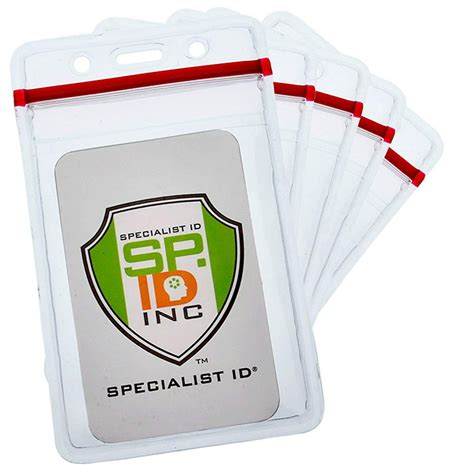 Bulk 100 Pack - Heavy Duty Vertical Resealable Vinyl Badge Holders for ...