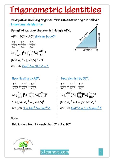 What Are The Three Trigonometric Identities - Math Is Fun