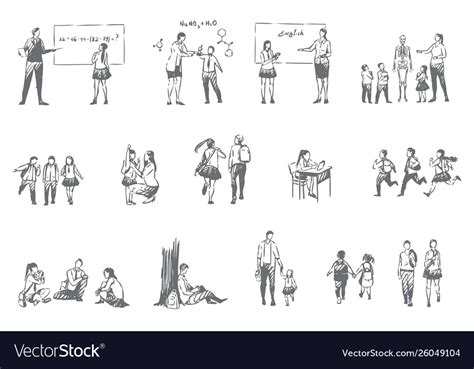 School education student life concept sketch Vector Image