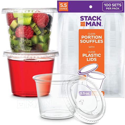 Buy 100 Sets - 5.5 oz.] Plastic Cups with Lids, Clear Portion Cups ...