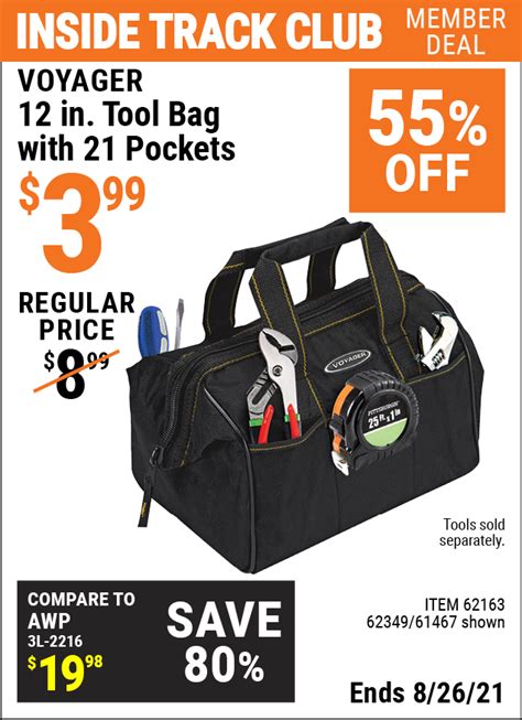 VOYAGER 12 in. Tool Bag with 21 Pockets for $3.99 – Harbor Freight Coupons