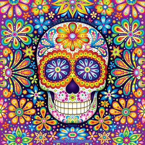 Day of the Dead Art: A Gallery of Colorful Skull Art Celebrating Dia de ...