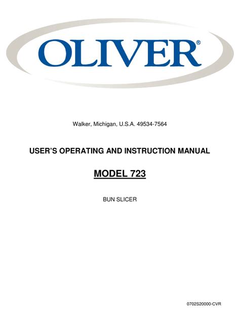 OLIVER 723-N USER'S OPERATING AND INSTRUCTION MANUAL Pdf Download ...