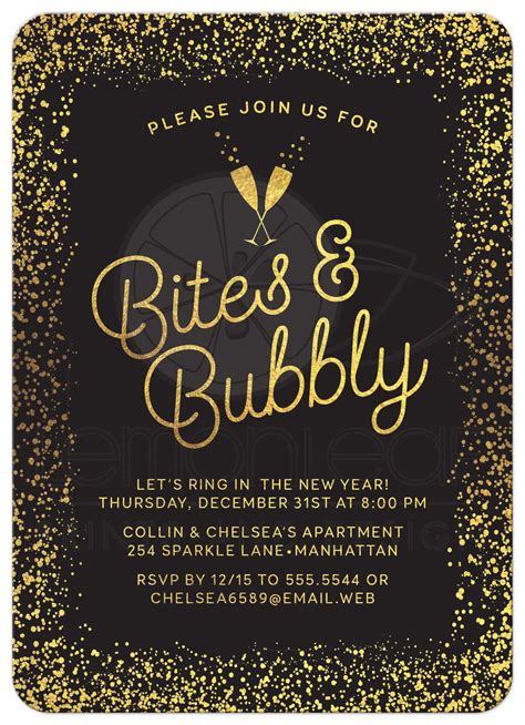 New Year's Eve or Holiday Party Invitations - Golden Confetti Bites ...