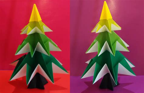 Origami Bild: Simple Origami Christmas Tree Ornaments