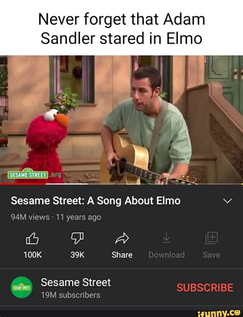 Never forget that Adam Sandler stared in Elmo Sesame Street: A Song ...