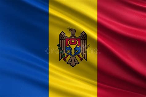 Moldova Flag with Fabric Texture, Official Colors, 3D Illustration ...