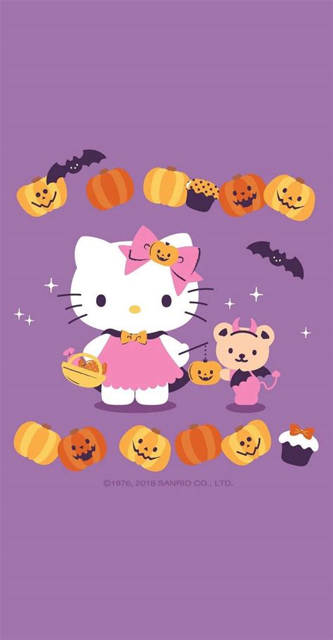 Download Hello Kitty Halloween Purple Graphic Wallpaper | Wallpapers.com