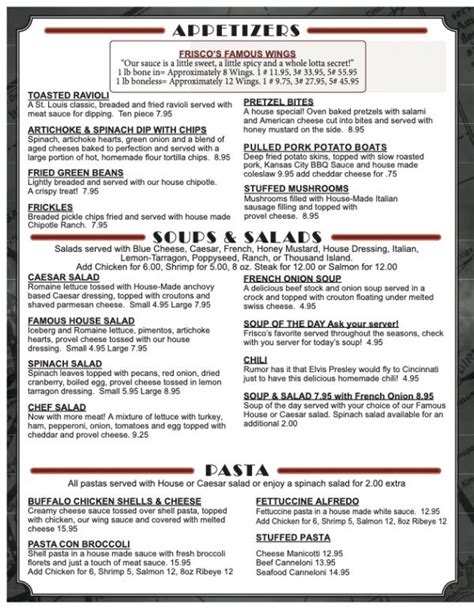 Menu – Frisco's Grill and Pub