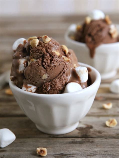 Dark Chocolate Rocky Road Ice Cream with Hazelnuts - Completely Delicious