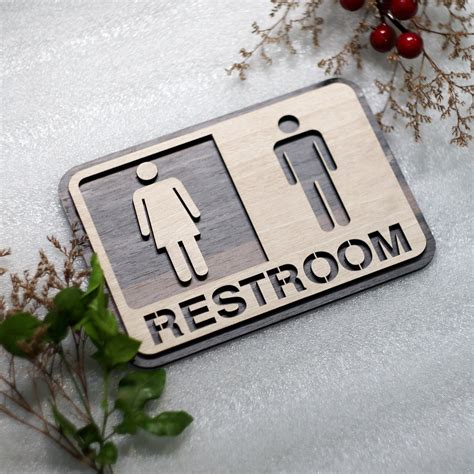 Wooden Restroom Sign Handmade Restroom Decor Signage WC - Etsy