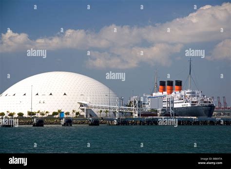 The Queen Mary museum and hotel ship at Long Beach Califorina USA Stock ...