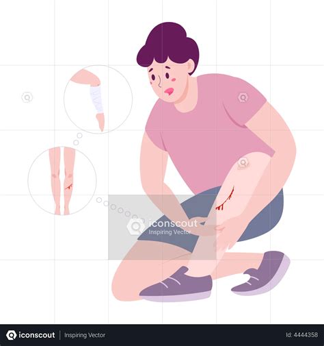 Best Man with bleeding wound on the knee Illustration download in PNG ...