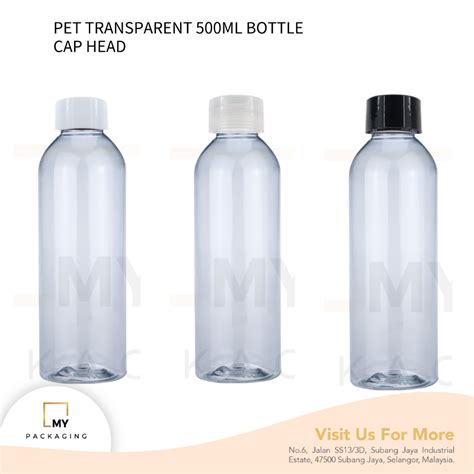 TRANSPARENT PET BOTTLE 500ML + SPIN / FLIP / PRESS CAP / PUMP HEAD FOR ...