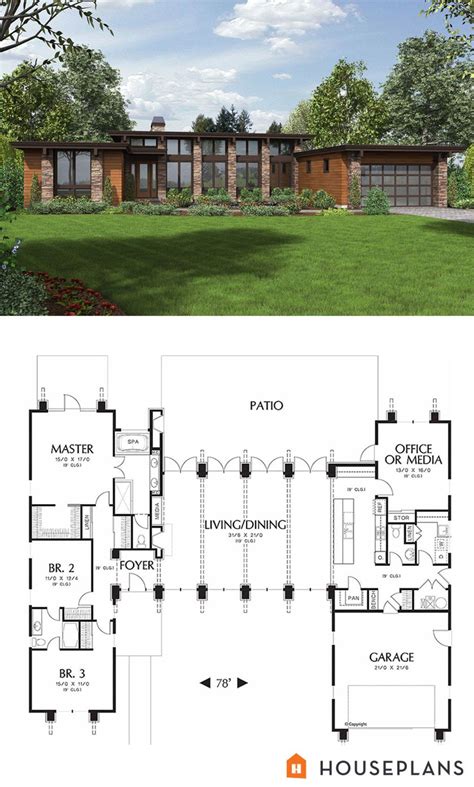 two story house plans with an open floor plan for the front and back of ...