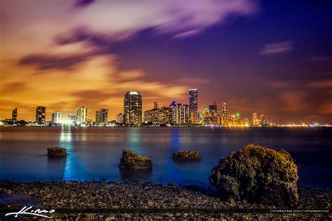 Miami Skyline After Sunset Downtown Building Lights