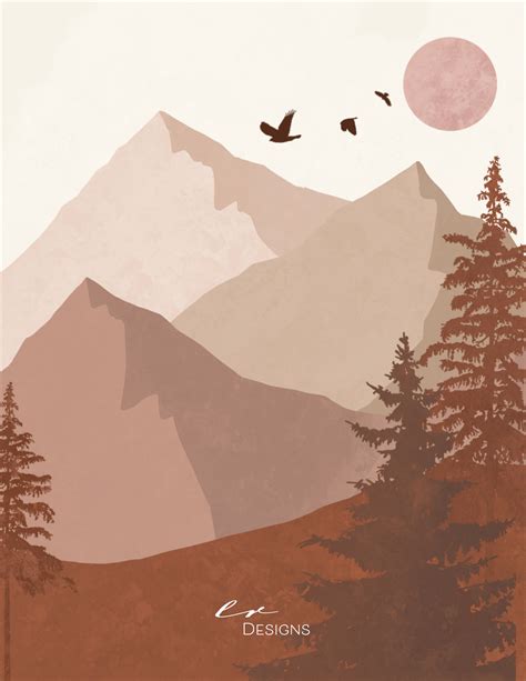 Bohemian Style Mountain Landscape Digital Print Download - Etsy ...