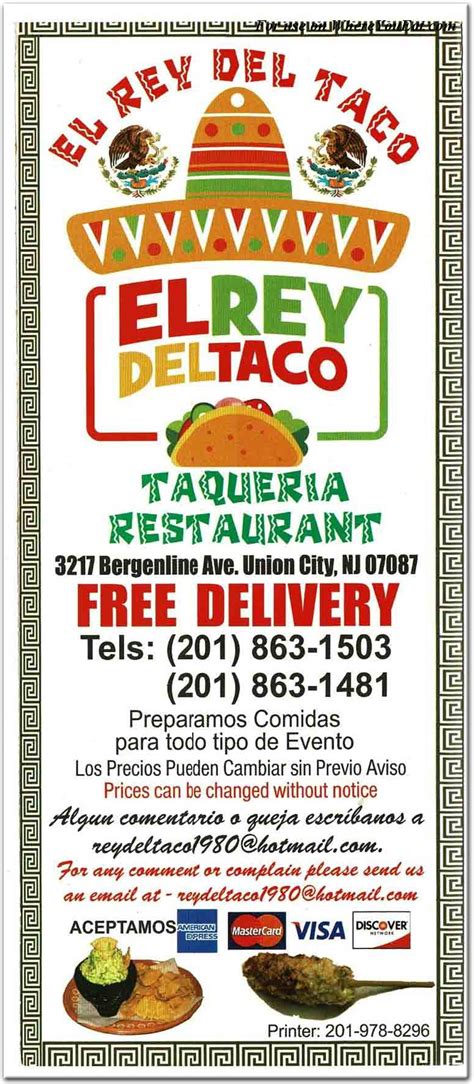 El Rey Del Taco Restaurant in New Jersey / Menus & Photos