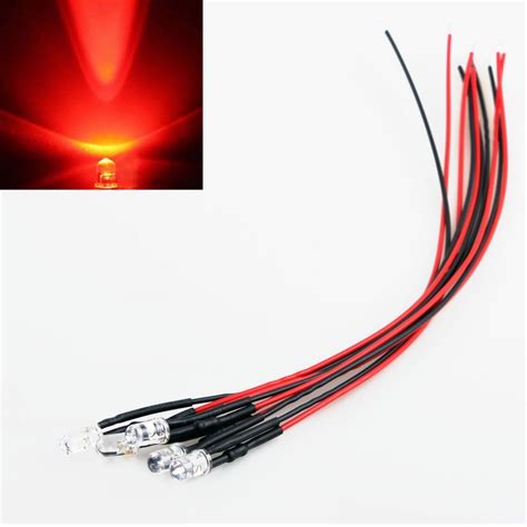 10x Red LED Light Individual Single Bulb Attached Pre-Wired Bright 12V ...