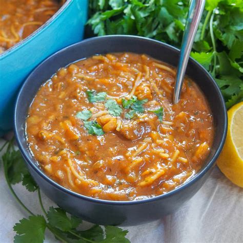 Harira (Moroccan lentil and chickpea soup) - Caroline's Cooking