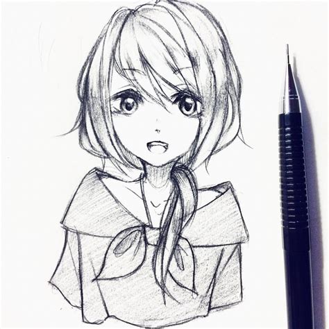 Anime Drawings Easy Girl at PaintingValley.com | Explore collection of ...